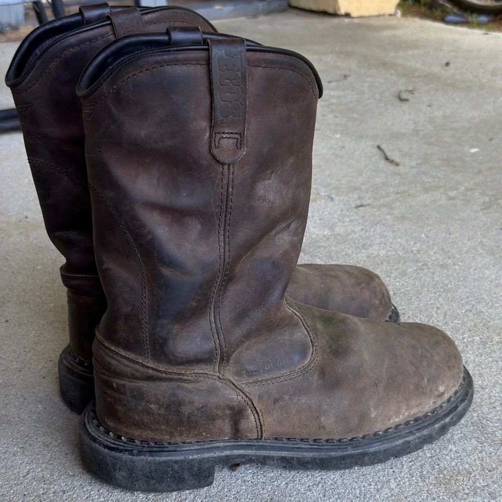 Red Wing Boots Pecos Slip On Steel Toe Mens 9 Brown Leather USA Made Work Shoes
